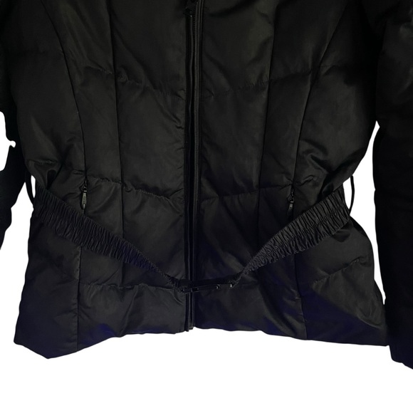 The North Face Down Black Puffer Jacket with Hood and Belt Women Size S - Picture 7 of 9